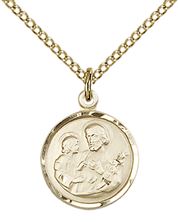 14KT GOLD FILLED ST JOSEPH PENDANT WITH CHAIN - 5/8" x 1/2"
