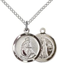 STERLING SILVER OUR LADY OF LA SALETTE PENDANT WITH CHAIN - 5/8" x 1/2"