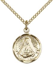 14KT GOLD FILLED ST CABRINI PENDANT WITH CHAIN - 5/8" x 1/2"