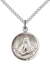 STERLING SILVER ST CABRINI PENDANT WITH CHAIN - 5/8" x 1/2"