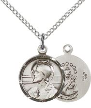 STERLING SILVER SCAPULAR PENDANT WITH CHAIN - 5/8" x 1/2"
