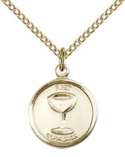 14KT GOLD FILLED EUCHARISTIC  PENDANT WITH CHAIN - 5/8" x 1/2"