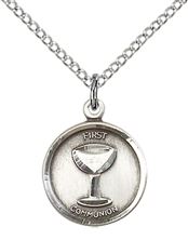 STERLING SILVER EUCHARISTIC PENDANT WITH CHAIN - 5/8" x 1/2"