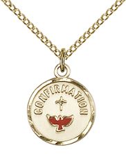 14KT GOLD FILLED CONFIRMATION PENDANT WITH CHAIN - 5/8" x 1/2"