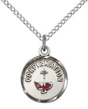 STERLING SILVER CONFIRMATION PENDANT WITH CHAIN - 5/8" x 1/2"