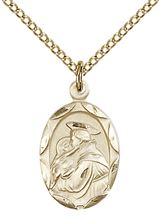 14KT GOLD FILLED ST ANTHONY OF PADUA PENDANT WITH CHAIN - 3/4" x 3/8"