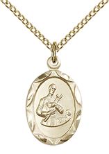 14KT GOLD FILLED ST GERARD PENDANT WITH CHAIN - 3/4" x 3/8"