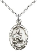 STERLING SILVER ST GERARD PENDANT WITH CHAIN - 3/4" x 3/8"