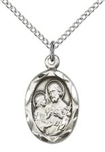STERLING SILVER ST JOSEPH PENDANT WITH CHAIN - 3/4" x 3/8"