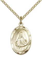 14KT GOLD FILLED ST FRANCES CABRINI PENDANT WITH CHAIN - 5/8" x 3/8"