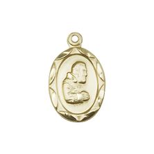 14KT GOLD ST PIO OF PIETRELCINA MEDAL - 3/4" x 3/8"