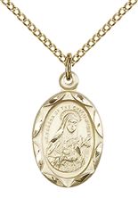14KT GOLD FILLED ST THERESA PENDANT WITH CHAIN - 3/4" x 3/8"