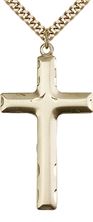14KT GOLD FILLED CROSS PENDANT WITH CHAIN - 1 5/8" x 7/8"