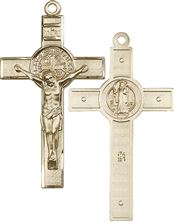 14KT GOLD ST BENEDICT CRUCIFIX MEDAL - 1 3/4" x 1"