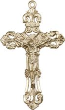 14KT GOLD CRUCIFIX MEDAL - 2" x 1 1/4"