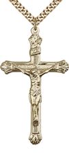 14KT GOLD FILLED CRUCIFIX PENDANT WITH CHAIN - 1 3/4" x 1"