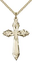 14KT GOLD FILLED CROSS PENDANT WITH CHAIN - 1 1/8" x 3/4"