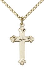 14KT GOLD FILLED CROSS PENDANT WITH CHAIN - 3/4" x 1/2"