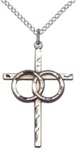 STERLING SILVER WEDDING RINGS CROSS PENDANT WITH CHAIN