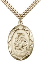 14KT GOLD FILLED ST ANTHONY PENDANT WITH CHAIN - 1" x 5/8"
