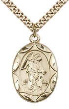 14KT GOLD FILLED GUARDIAN ANGEL PENDANT WITH CHAIN - 1" x 5/8"