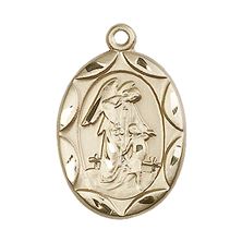 14KT GOLD GUARDIAN ANGEL MEDAL - 1" x 5/8"