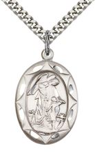 STERLING SILVER GUARDIAN ANGEL PENDANT WITH CHAIN - 1" x 5/8"