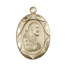 14KT GOLD ST PIO OF PIETRELCINA MEDAL - 1" x 5/8"