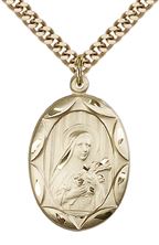 14KT GOLD FILLED ST THERESA PENDANT WITH CHAIN - 1" x 5/8"