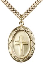 14KT GOLD FILLED CROSS PENDANT WITH CHAIN - 1" x 5/8"