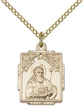 14KT GOLD FILLED ST BENEDICT PENDANT WITH CHAIN - 3/4" x 1/2"