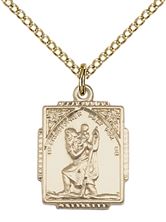 14KT GOLD FILLED ST CHRISTOPHER PENDANT WITH CHAIN