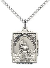 STERLING SILVER ST JOAN OF ARC PENDANT WITH CHAIN - 5/8" x 1/2"