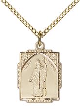 14KT GOLD FILLED ST PATRICK PENDANT WITH CHAIN - 3/4" x 1/2"
