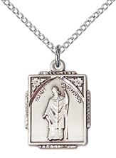 STERLING SILVER ST PATRICK PENDANT WITH CHAIN - 3/4" x 1/2"