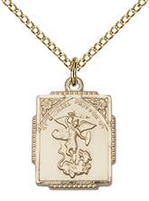 14KT GOLD FILLED ST MICHAEL THE ARCHANGEL PENDANT WITH CHAIN
