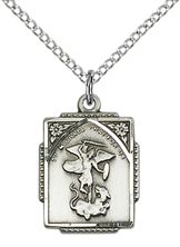 STERLING SILVER ST MICHAEL THE ARCHANGEL PENDANT WITH CHAIN
