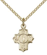 14KT GOLD FILLED 5-WAY MOTHERHOOD PENDANT WITH CHAIN - 1/2" x 3/8"