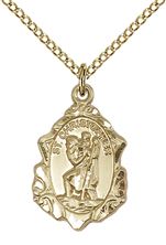 14KT GOLD FILLED ST CHRISTOPHER PENDANT WITH CHAIN