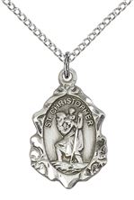 STERLING SILVER ST CHRISTOPHER PENDANT WITH CHAIN