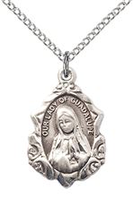 STERLING SILVER OUR LADY OF GUADALUPE PENDANT WITH CHAIN - 3/4" x 1/2"