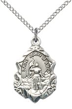 STERLING SILVER ST JOAN OF ARC PENDANT WITH CHAIN - 3/4" x 1/2"