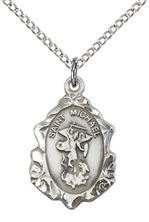 STERLING SILVER ST MICHAEL THE ARCHANGEL PENDANT WITH CHAIN