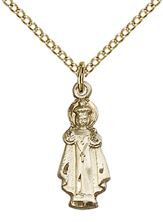 14KT GOLD FILLED INFANT OF PRAGUE PENDANT WITH CHAIN - 3/4" x 1/4"