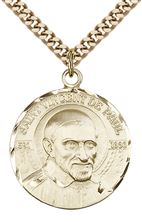 14KT GOLD FILLED ST VINCENT DE PAUL PENDANT WITH CHAIN - 1" x 7/8"