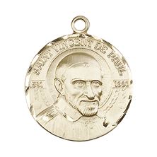 14KT GOLD ST VINCENT DE PAUL MEDAL - 1" x 7/8"