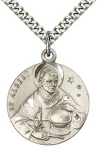 STERLING SILVER ST ALBERT THE GREAT PENDANT WITH CHAIN - 1" x 7/8"