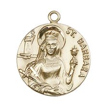 14KT GOLD ST BARBARA MEDAL - 1" x 7/8"