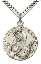 STERLING SILVER ST DOROTHY PENDANT WITH CHAIN - 1" x 7/8"