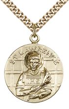 14KT GOLD FILLED ST LAWRENCE PENDANT WITH CHAIN - 1" x 7/8"